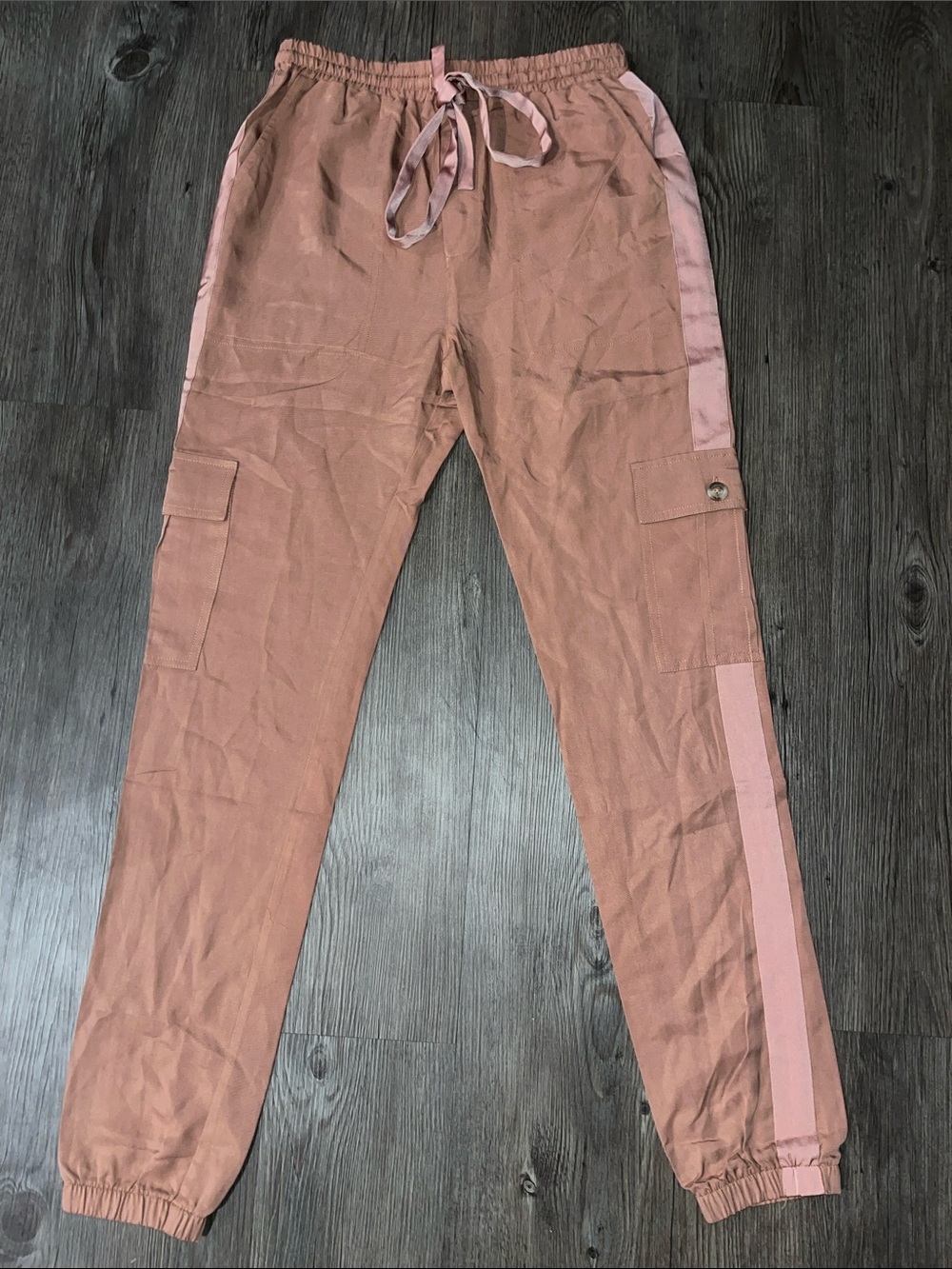 HEARTLOOM Dusty Rose Women's Cargo Joggers with Side Stripe